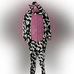 Adorable Pink and Black Cow Print Kids Pajama Set